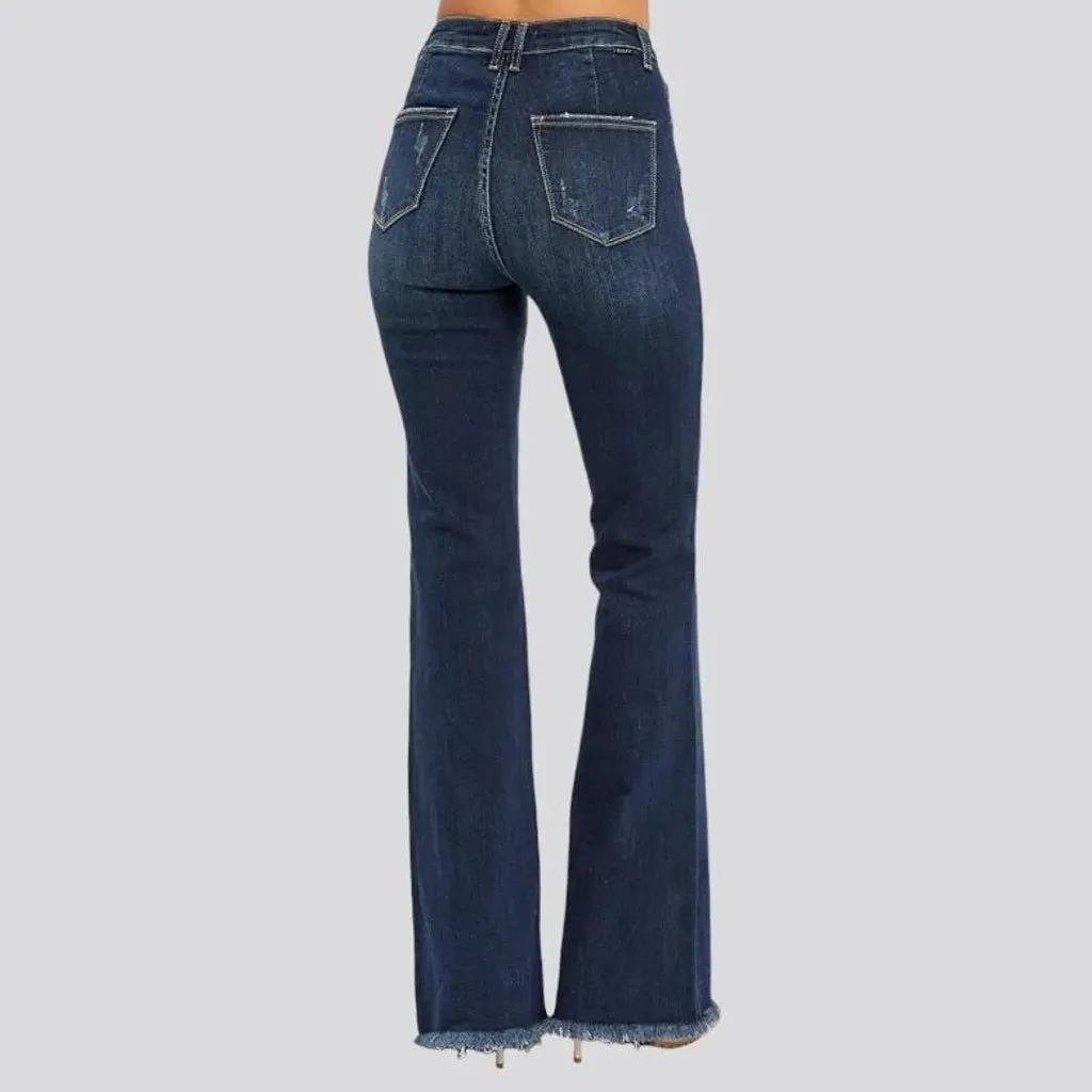 Sanded high-waist jeans
 for ladies