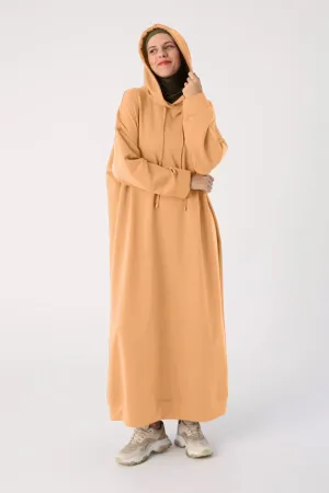 Sara Modest Hooded Chic Maxi Dress | Sunset