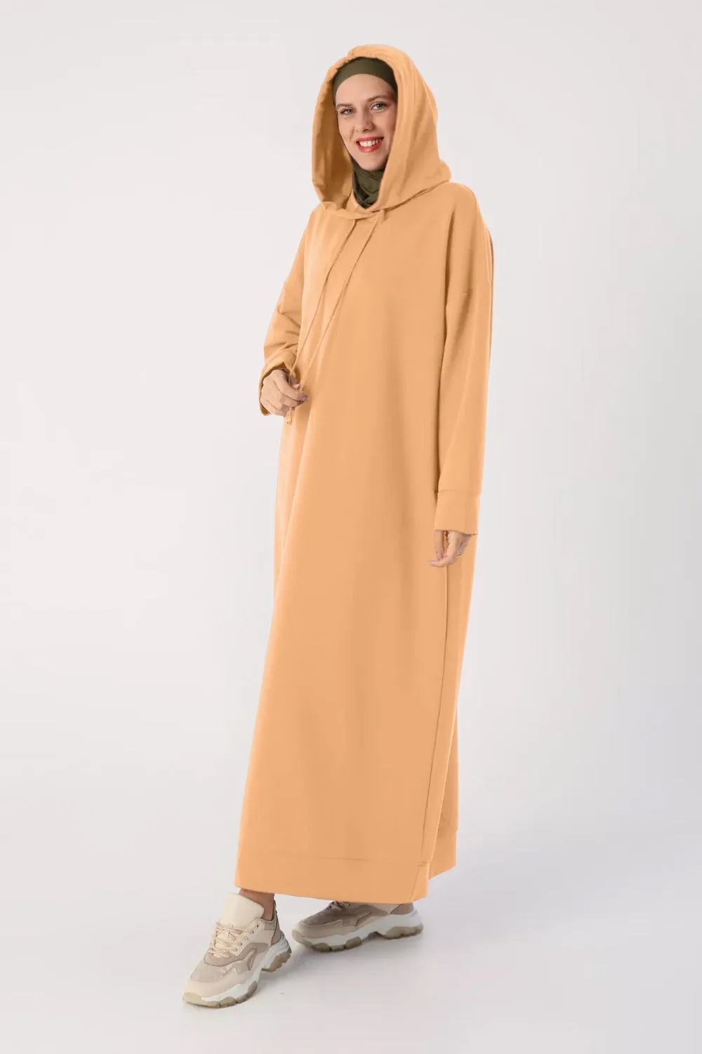 Sara Modest Hooded Chic Maxi Dress | Sunset