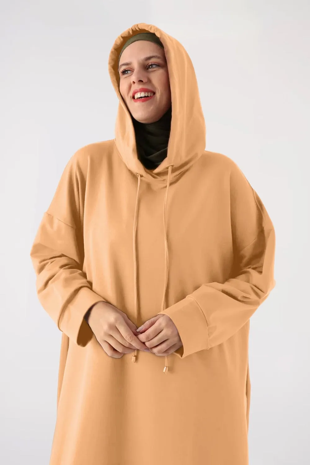 Sara Modest Hooded Chic Maxi Dress | Sunset