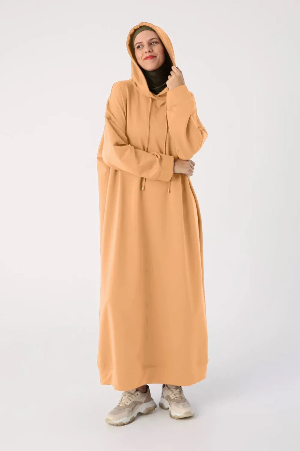 Sara Modest Hooded Chic Maxi Dress | Sunset