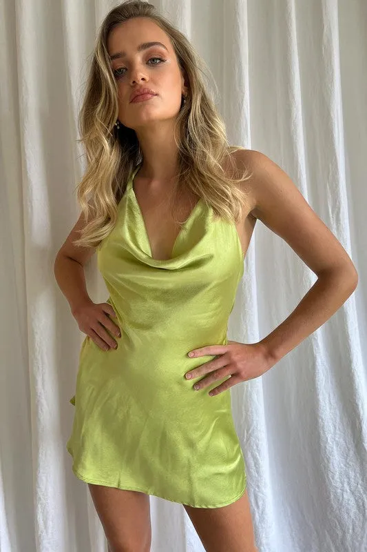 Satin halter neck dress