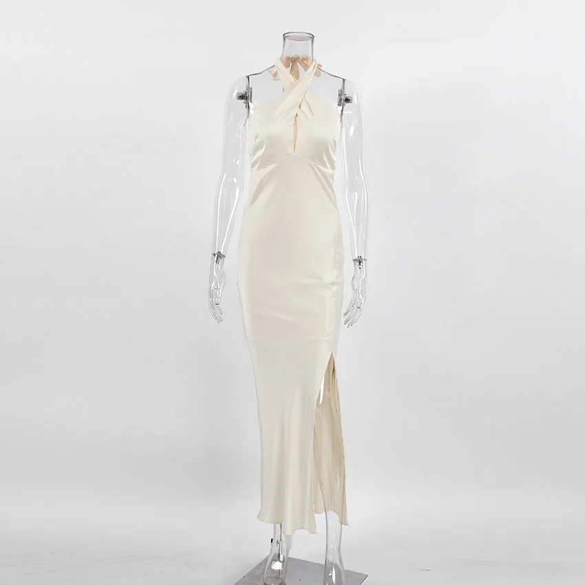 Satin Halter Neck Dress