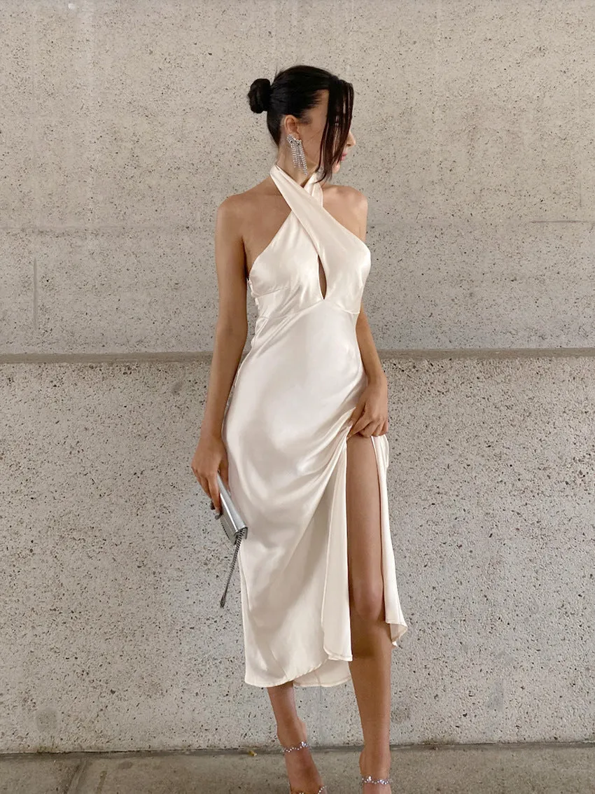 Satin Halter Neck Dress
