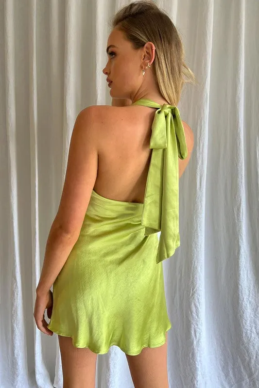Satin halter neck dress