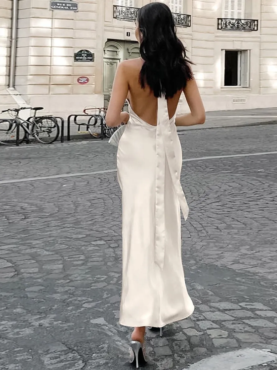 Satin Halter Neck Dress