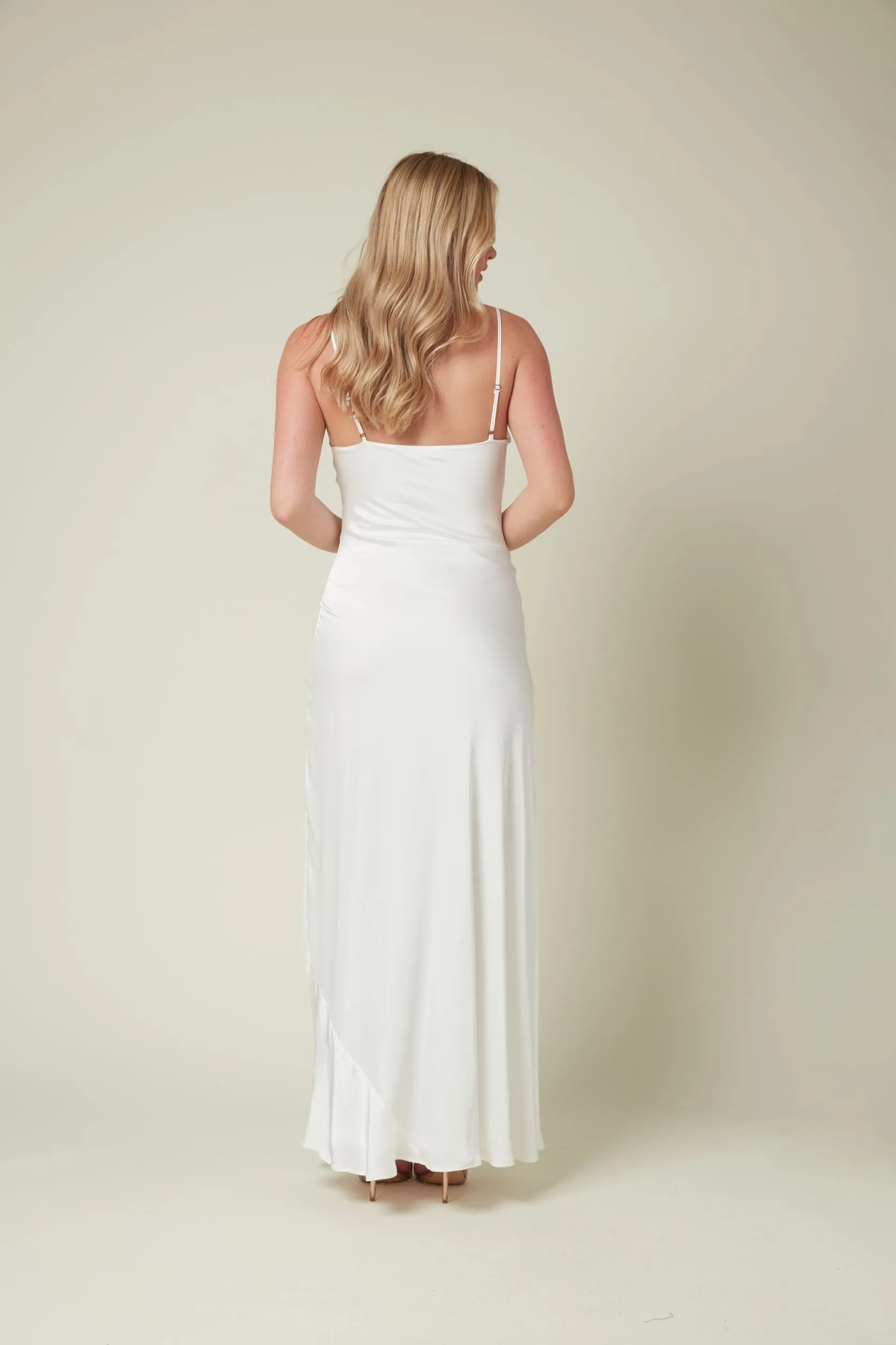 Satin Maxi Dress with Cowl Neck