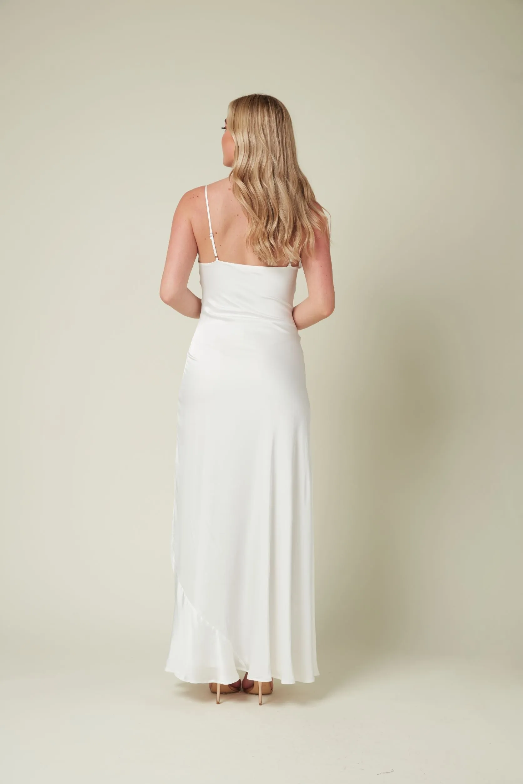 Satin Maxi Dress with Cowl Neck