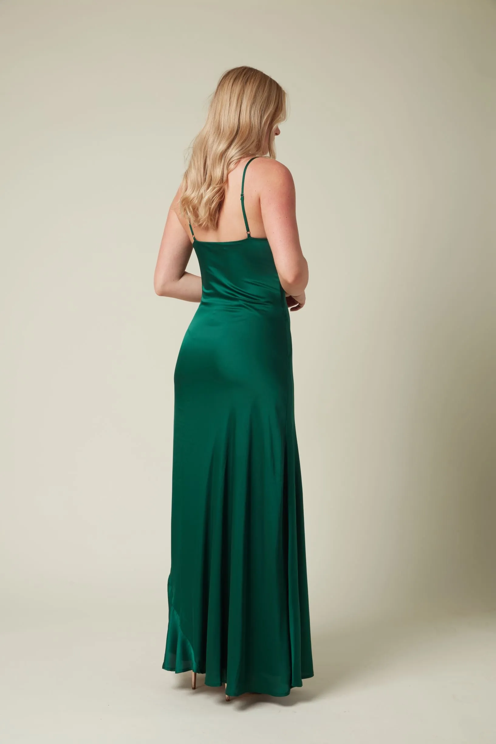 Satin Maxi Dress with Cowl Neck