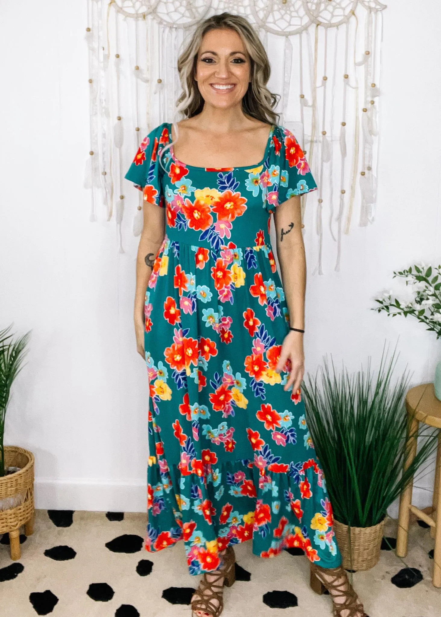 Scarlette Floral Flutter Sleeve Maxi