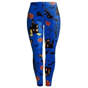 Scary Halloween Leggings - Blue S