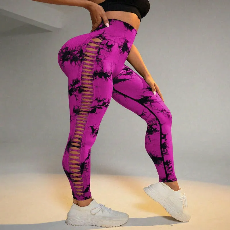 Seamless Hollow Tie Dye Leggings