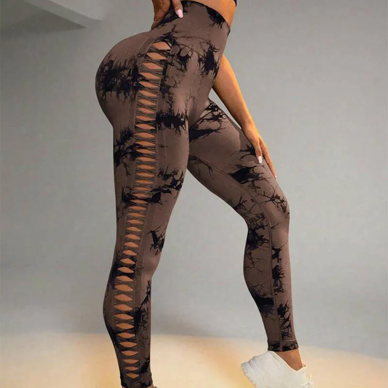 Seamless Hollow Tie Dye Leggings