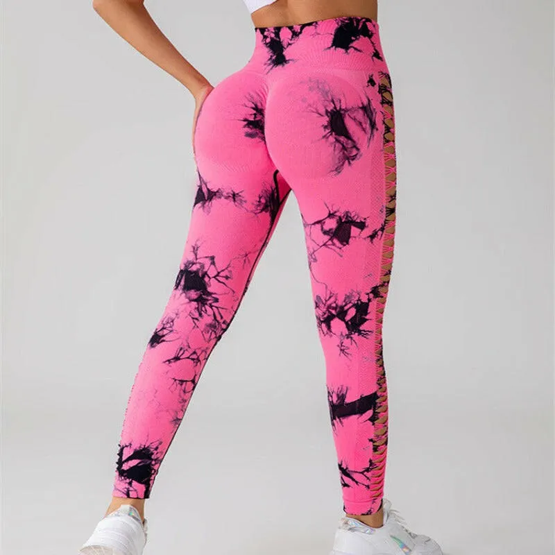 Seamless Hollow Tie Dye Leggings