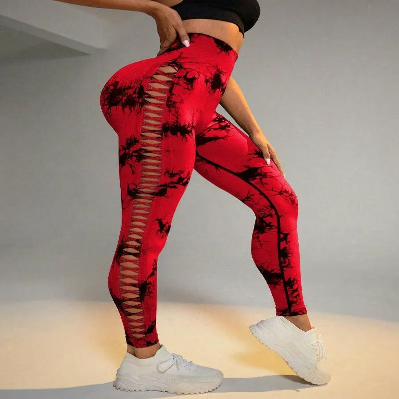 Seamless Hollow Tie Dye Leggings