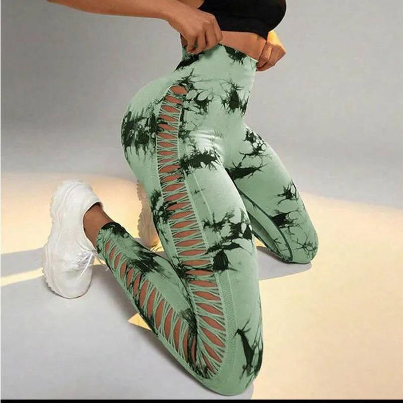 Seamless Hollow Tie Dye Leggings