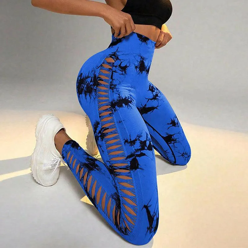 Seamless Hollow Tie Dye Leggings
