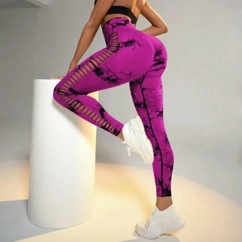 Seamless Hollow Tie Dye Leggings