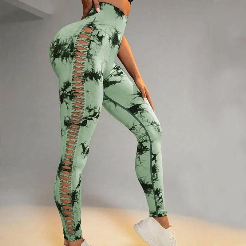 Seamless Hollow Tie Dye Leggings