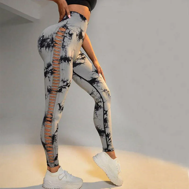 Seamless Hollow Tie Dye Leggings