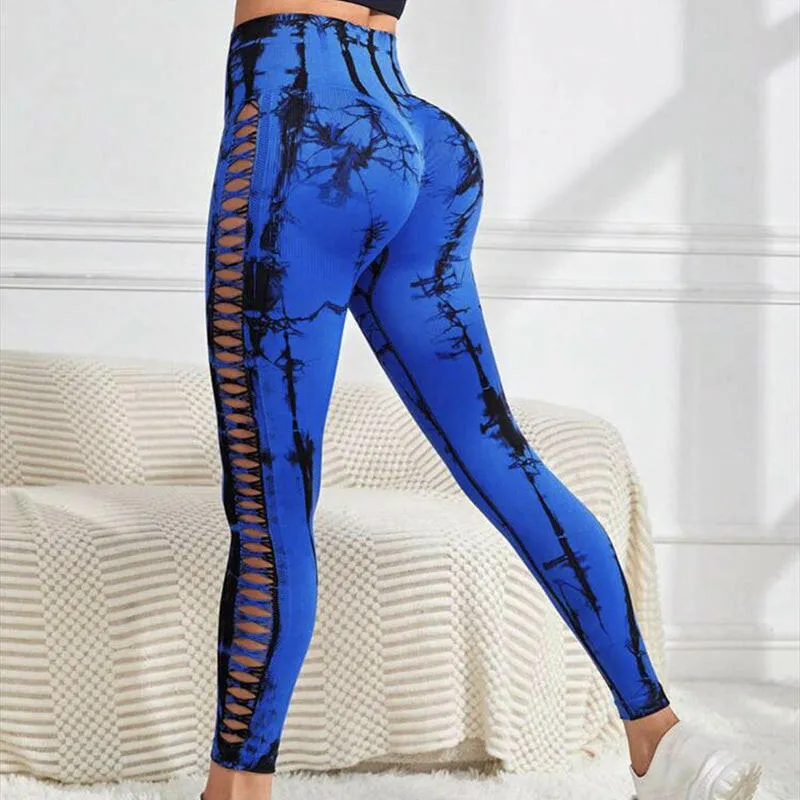 Seamless Hollow Tie Dye Leggings