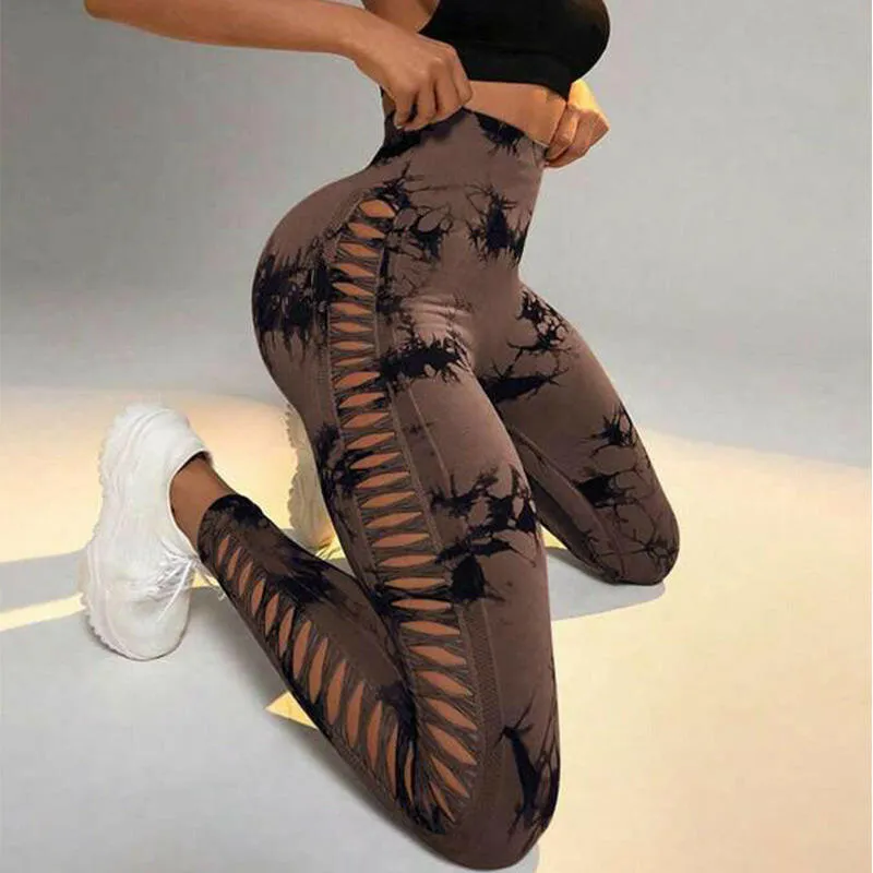 Seamless Hollow Tie Dye Leggings