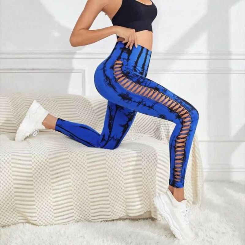 Seamless Hollow Tie Dye Leggings