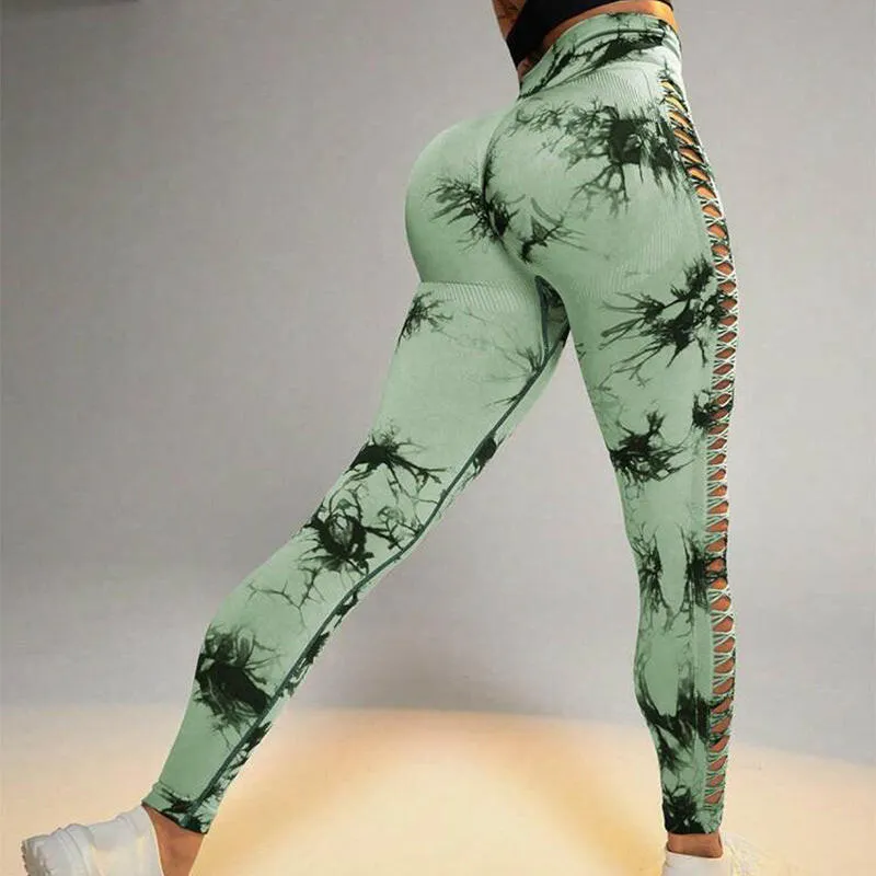 Seamless Hollow Tie Dye Leggings