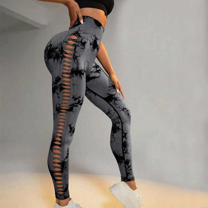 Seamless Hollow Tie Dye Leggings