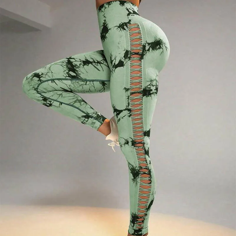 Seamless Hollow Tie Dye Leggings