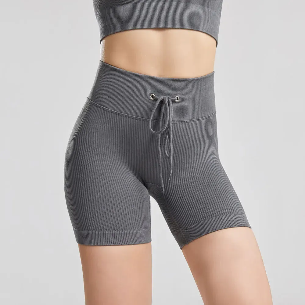 Seamless Ribbed Yoga Pants for Women - Push Up Sport Leggings