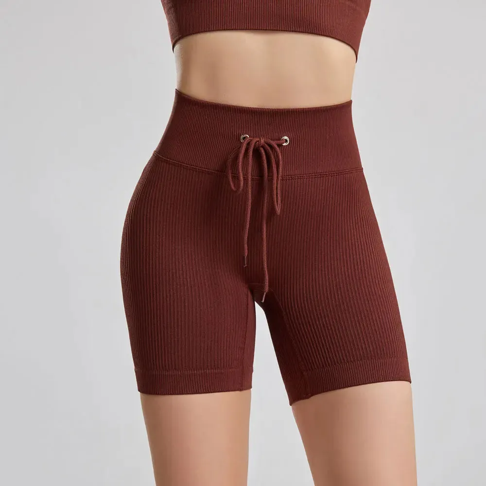 Seamless Ribbed Yoga Pants for Women - Push Up Sport Leggings