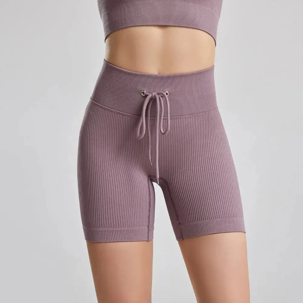 Seamless Ribbed Yoga Pants for Women - Push Up Sport Leggings
