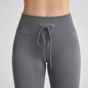Seamless Ribbed Yoga Pants for Women - Push Up Sport Leggings