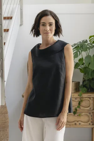 See Saw black linen cami