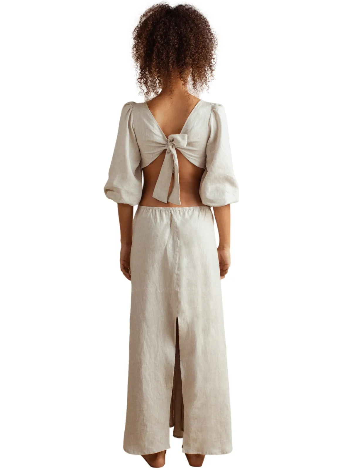 Selena Sand Linen Maxi Dress ::RET