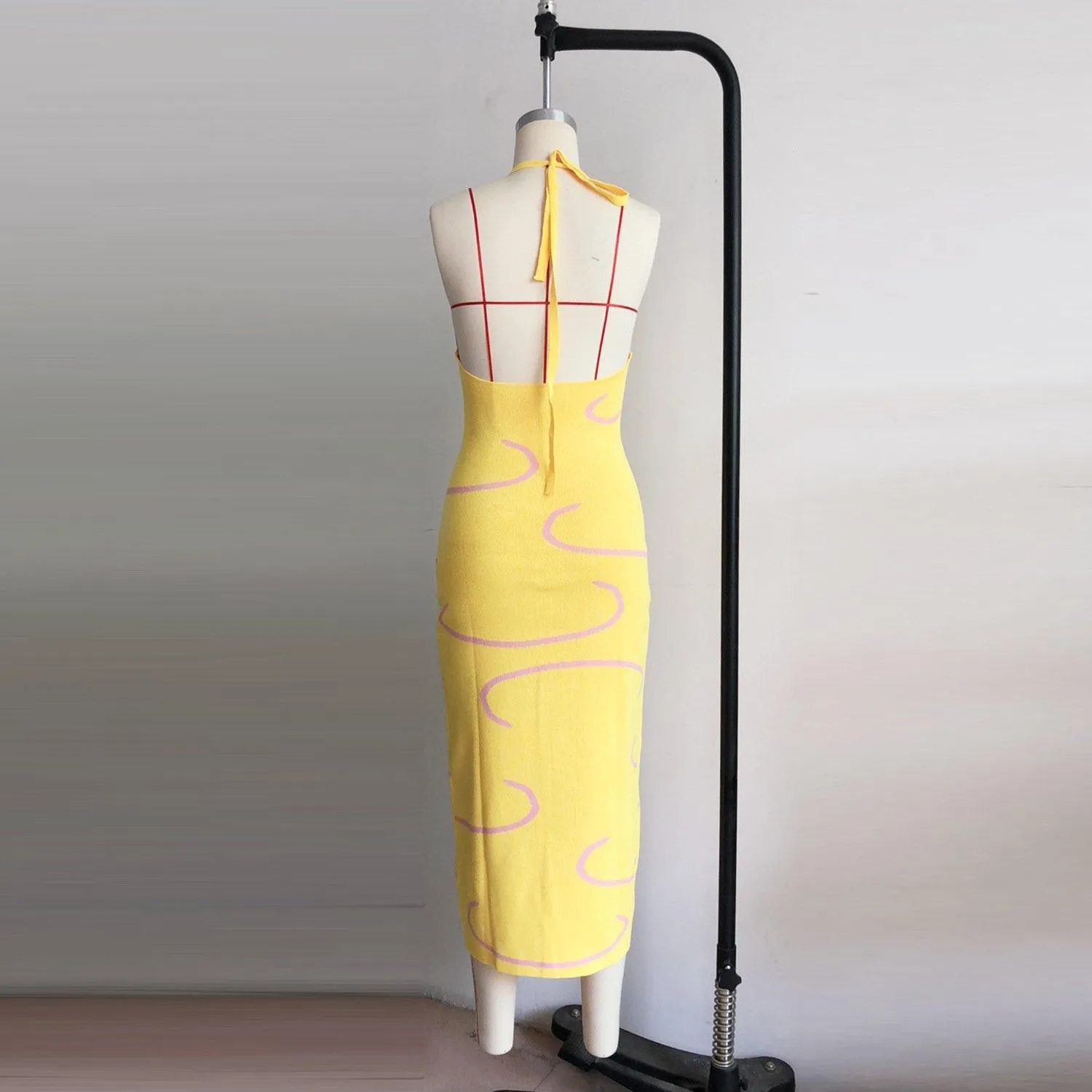 Sexy Knitting Backless Halter Long Dresses