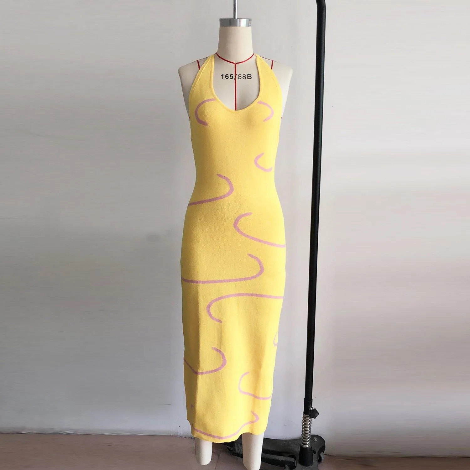Sexy Knitting Backless Halter Long Dresses