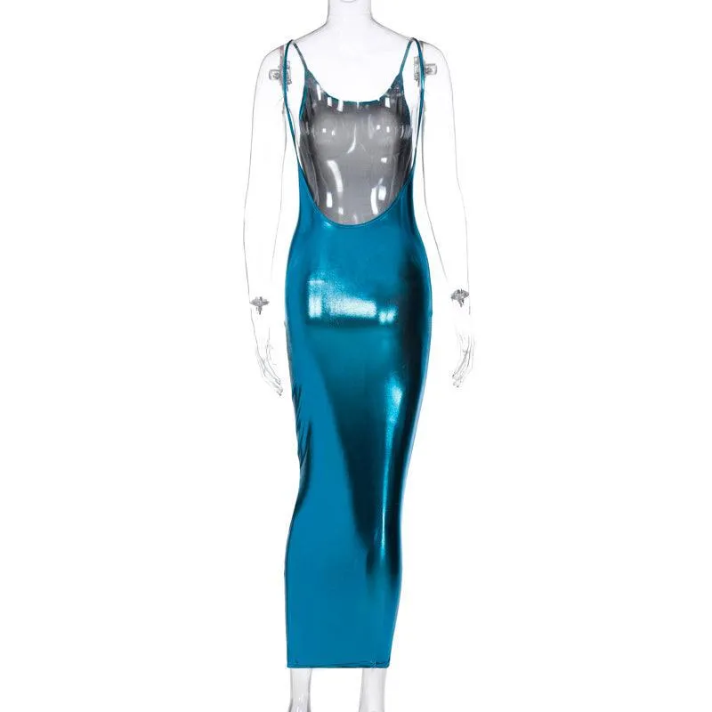 Sexy Slim Spaghetti Strap Sleeveless V-Neck Maxi Dress