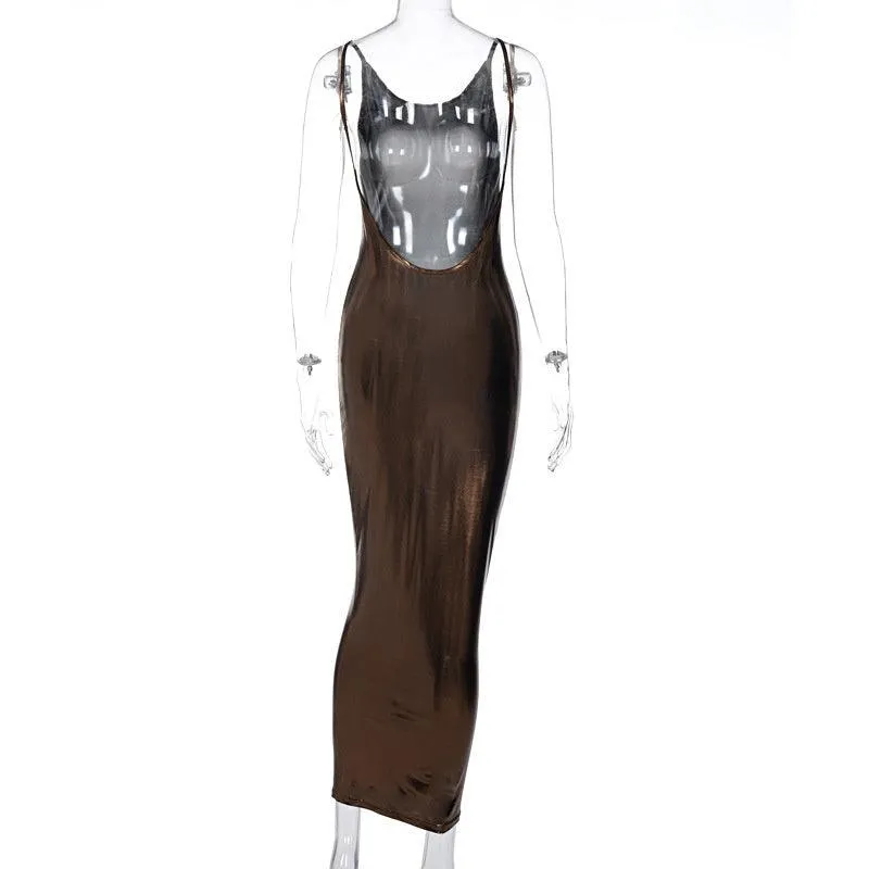 Sexy Slim Spaghetti Strap Sleeveless V-Neck Maxi Dress