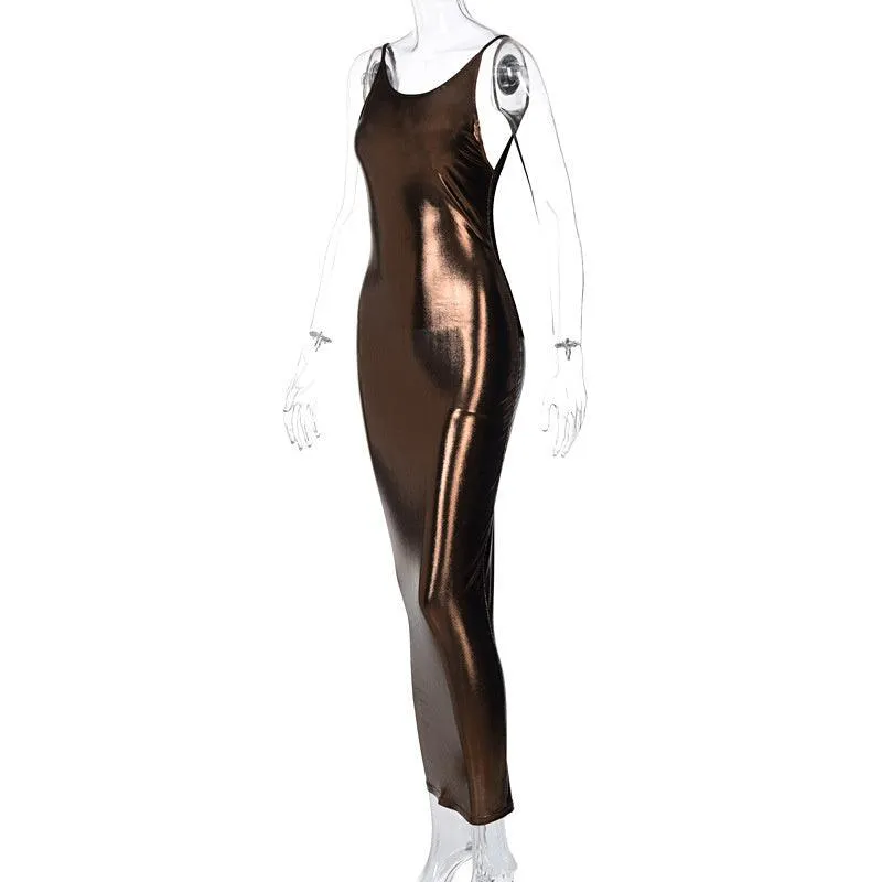 Sexy Slim Spaghetti Strap Sleeveless V-Neck Maxi Dress