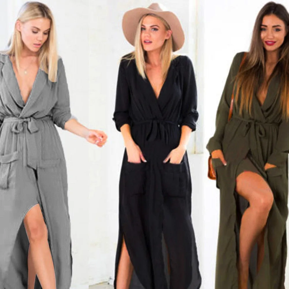 Sexy Split Maxi Long Shirt Dress