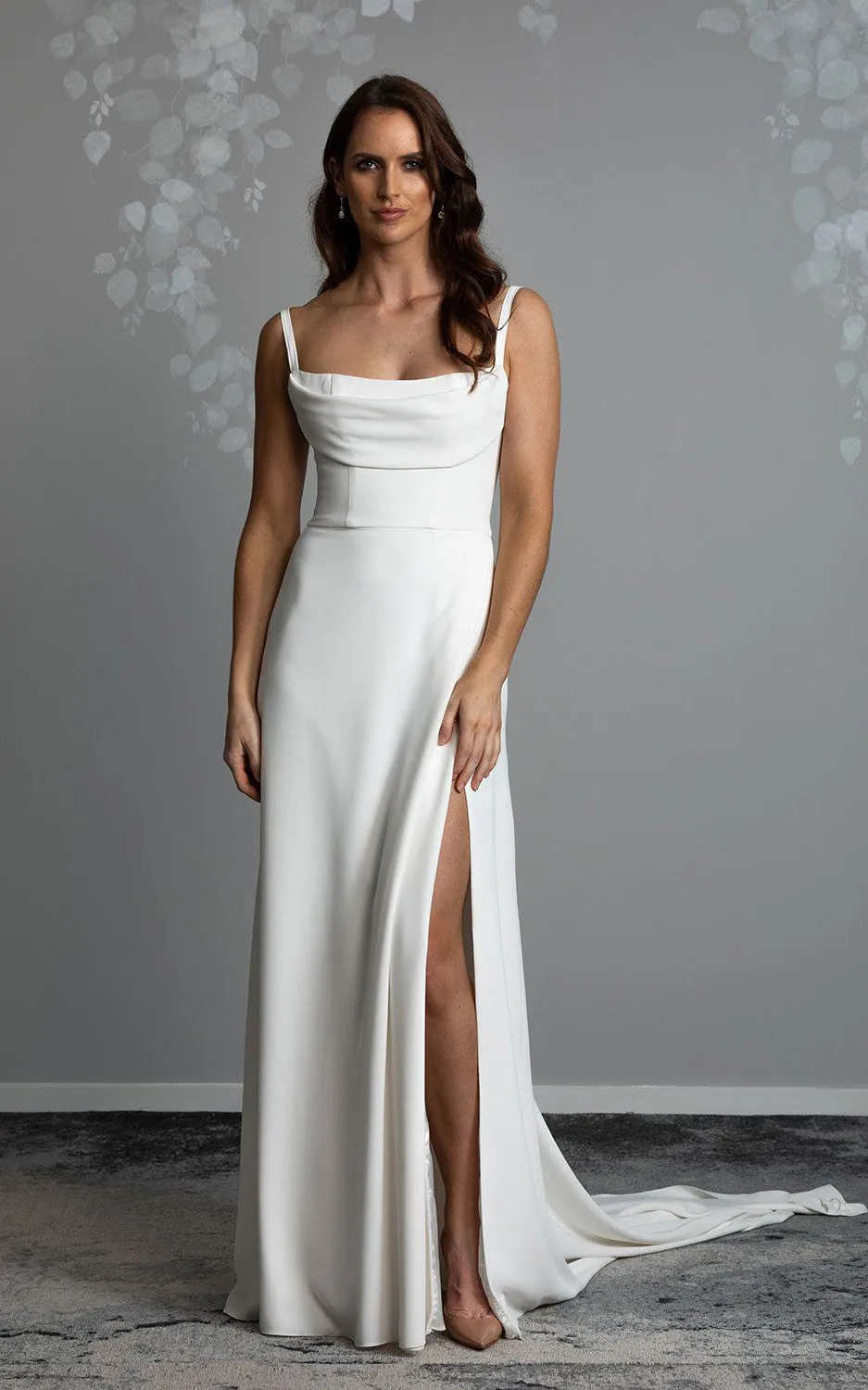 Sheath Scoop Neckline Spaghetti Jersey Sexy Wedding Dress With Open Back And Court Train-716711