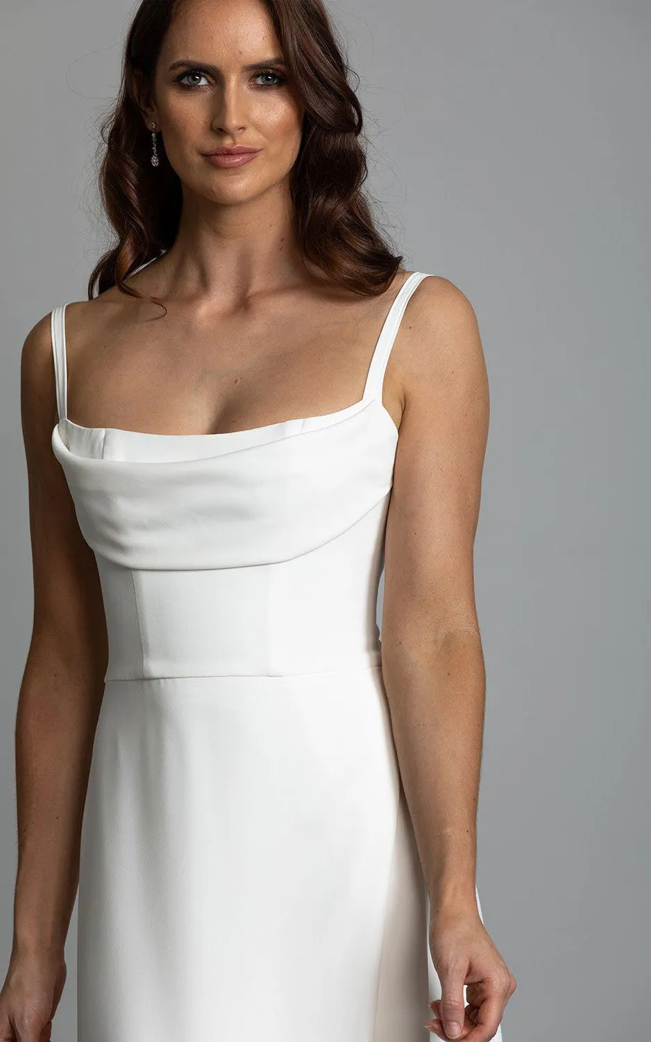 Sheath Scoop Neckline Spaghetti Jersey Sexy Wedding Dress With Open Back And Court Train-716711