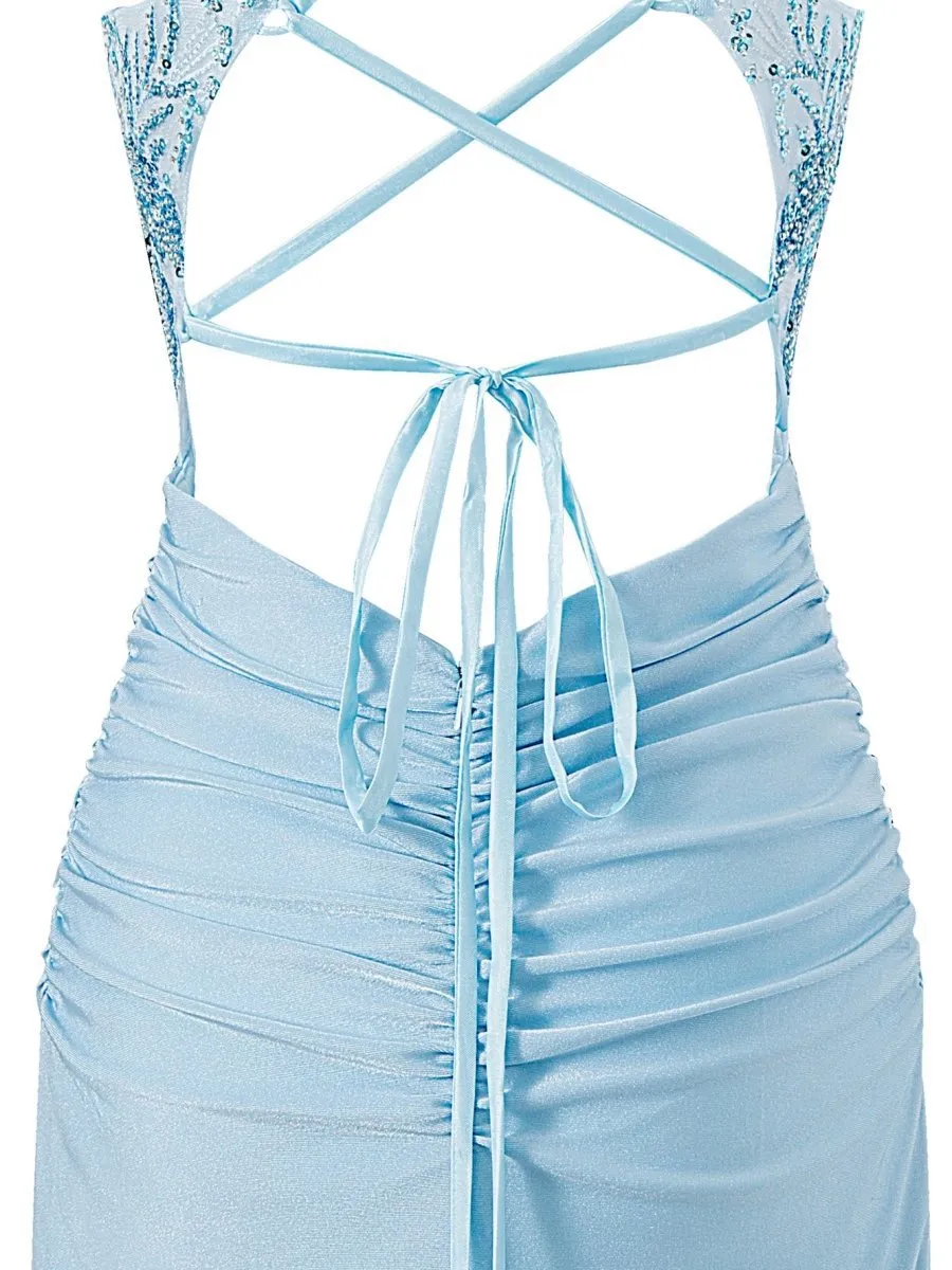 Sheath Short V Neck Jersey Homecoming Dresses
