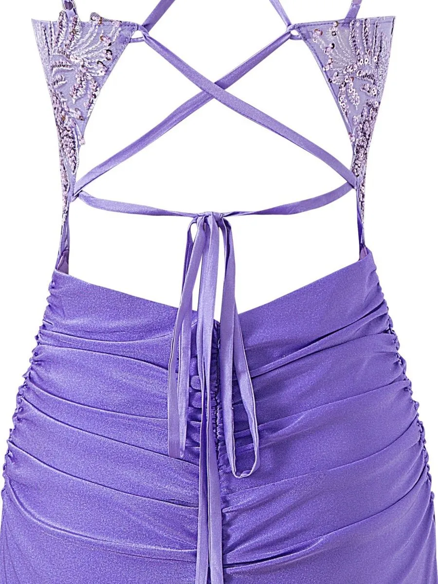 Sheath Short V Neck Jersey Homecoming Dresses