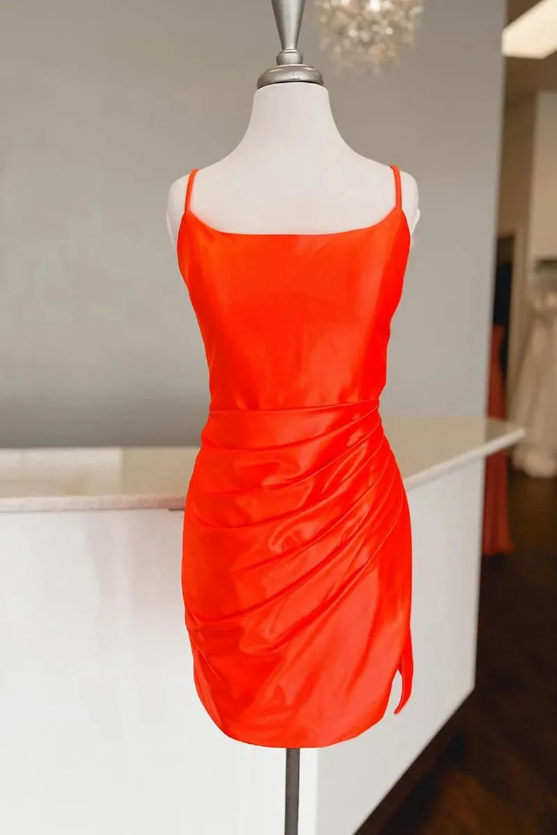 Sheath Spaghetti Straps Corset Back Short Homecoming Dresses