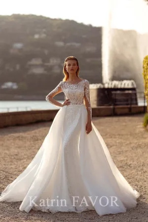 Sheath wedding dress Long sleeve bridal dress