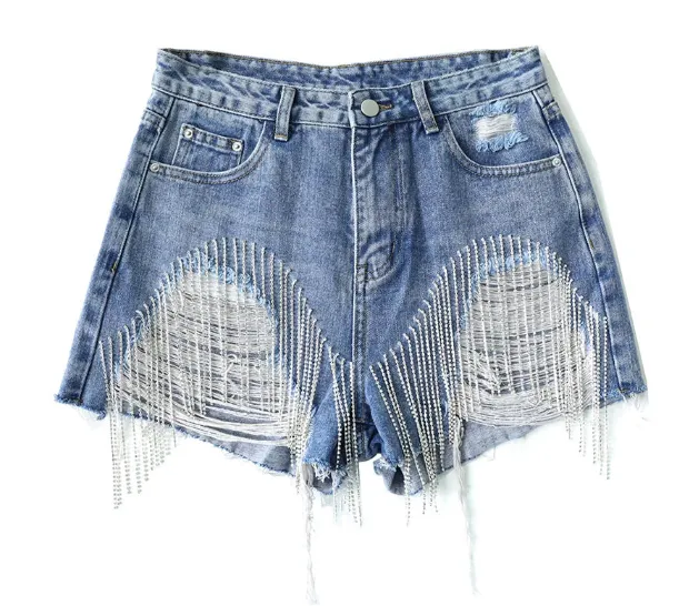 Shimmer Tassel Cutoff Shorts