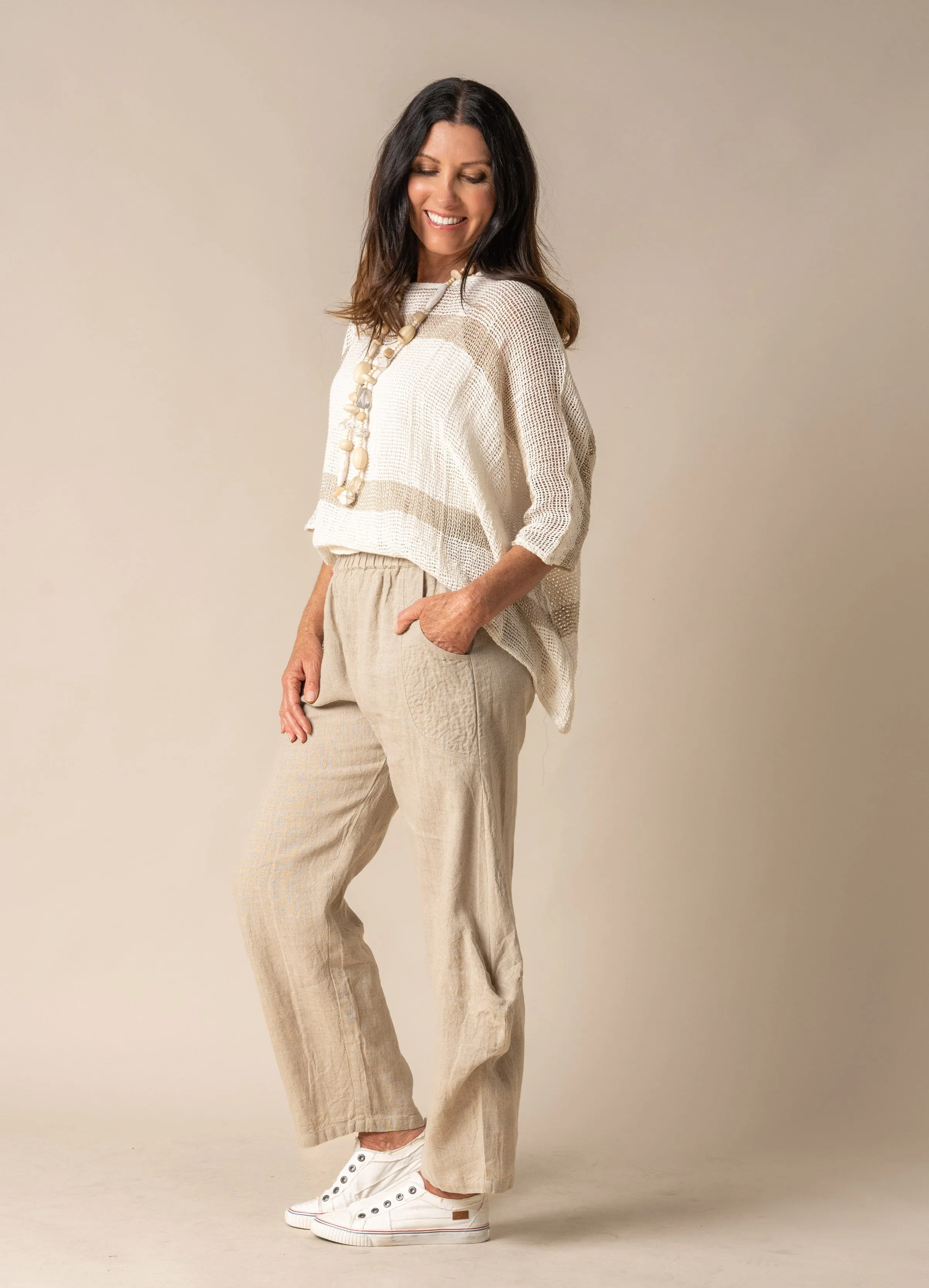 Shyla Linen Pant in Latte